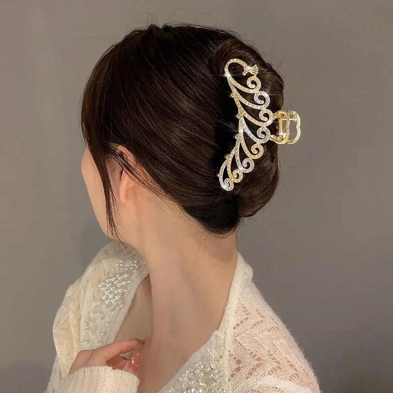 2021 New Elegant Gold Hollow Geometric Metal Hair Claw Vintage Hair Clips For Women Headband Hairpin Hair Crab Hair Accessories
