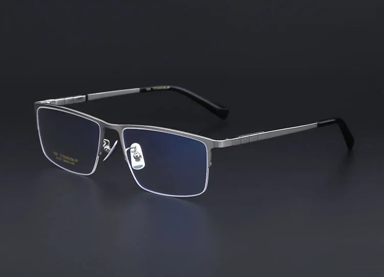 Pure Titanium Glasses Frame Men Titanium Alloy Prescription Eyeglasses Silver Super Light Spectacles Optical Glasses Frame
