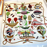 Cartoon balloon Twill Silk Scarf Handmade Curled Luxury Brand Square Hijab Scarf Women Bandana Foulard Head Scarves Shawl