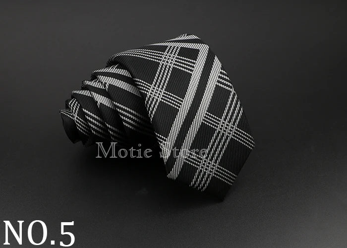 Men Jacquard Woven Tie Classic Plaid Striped Ties Fashion Polyester Necktie For Wedding Business Party Suit Dress Gravatas Gift