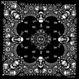 New Design Fashion Hip Hop 100% Cotton Skull Bandana Square Scarf Black Paisley Bicycle Headband For Women/Men/Boys/Girls