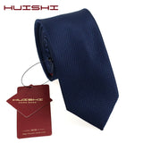 HUISHI 8CM 8 Styles Men's Solid Dark Blue Color Neck Tie 6cm Waterproof Jacquard Necktie Daily Wear Cravat Wedding Party For Men