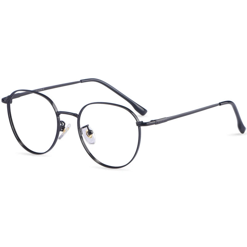YIMARUILI New Titanium Alloy Wide-Rim Glasses Frame Men Round Retro Myopia Optical Prescription Eyeglasses Frame Women 80047