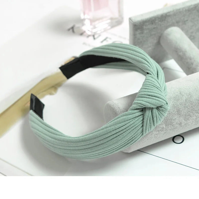 Women Elegant Top Knot Headband Print Dot Hairbands Girls Striped Plaid Flower Hair Hoop Fashion Hair Accessories FG0320