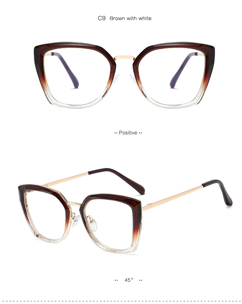 Blue Light Blocking Glasses Frame Women Fashion Eyewear Prescription UV400 Stylish Female Optical Spectacles Anti-Reflective