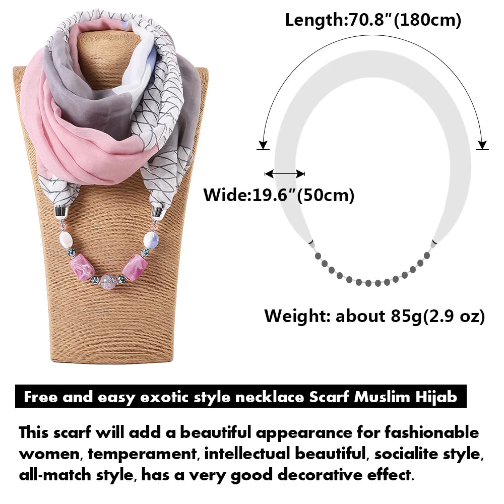 RUNMEIFA solid color Jewelry Statement Necklace Pendant Scarf Women Bohemia Neckerchief  Foulard Femme Accessories Hijab Stores