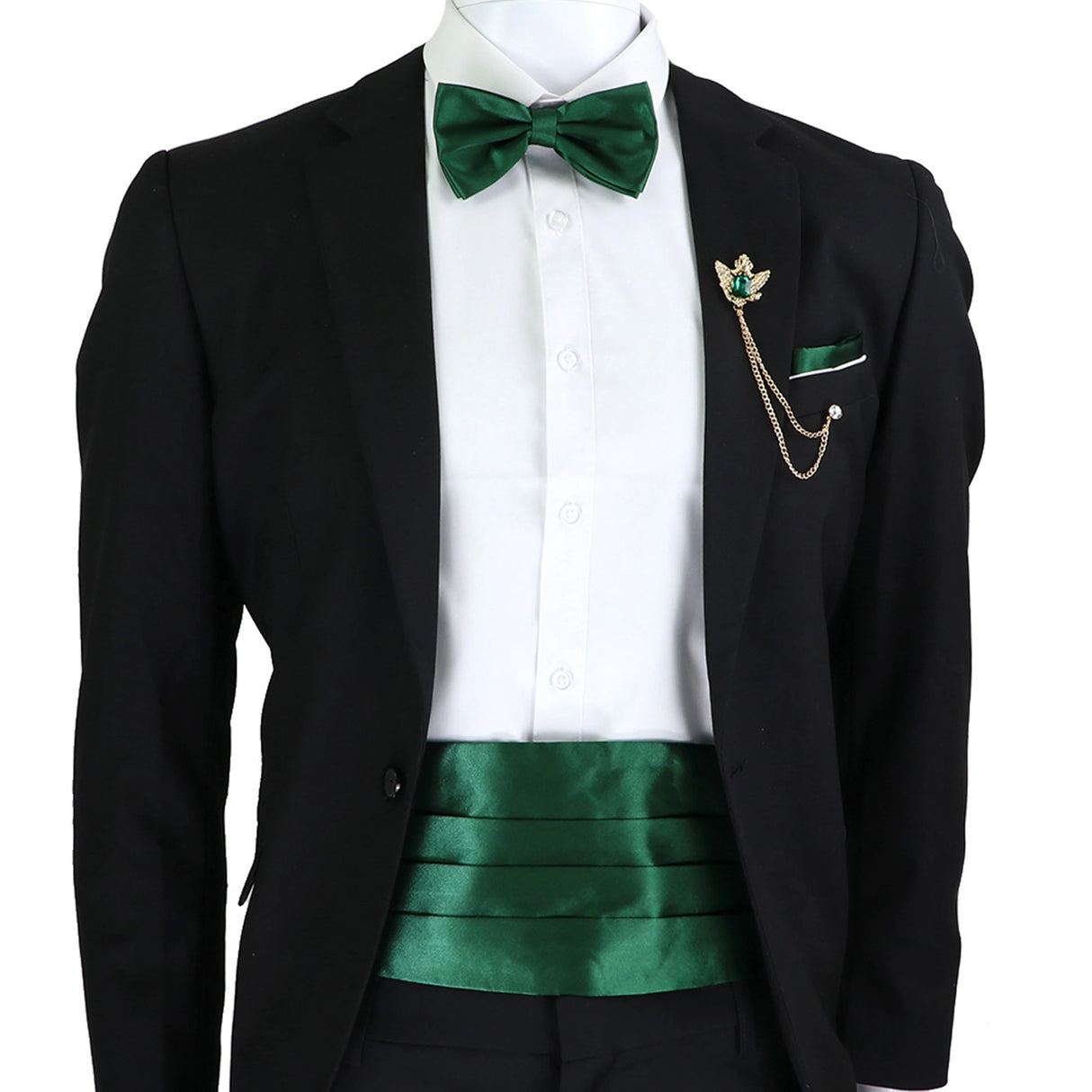 New Fashion Mens Cummerbund Bow Tie Brooch Set Black Red Blue   Waist Seal For Formal Tuxedo Business Suit Dinner Accessories