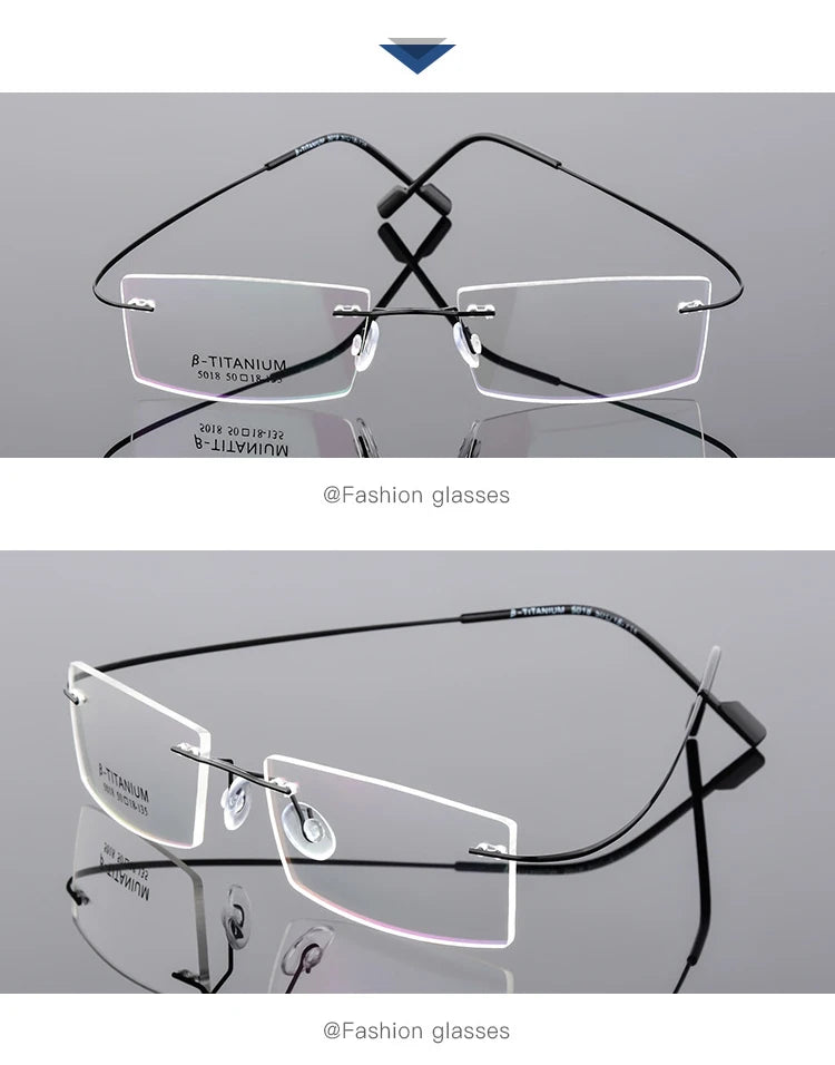 Titanium Eyeglasses Rimless Optical Ultralight Glasses Frame No Screw Prescription Spectacle Frameless Glasses Eyeglasses B2