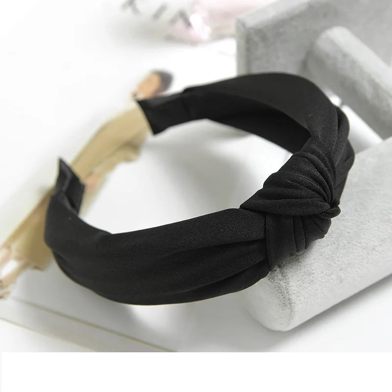 Women Elegant Top Knot Headband Print Dot Hairbands Girls Striped Plaid Flower Hair Hoop Fashion Hair Accessories FG0320