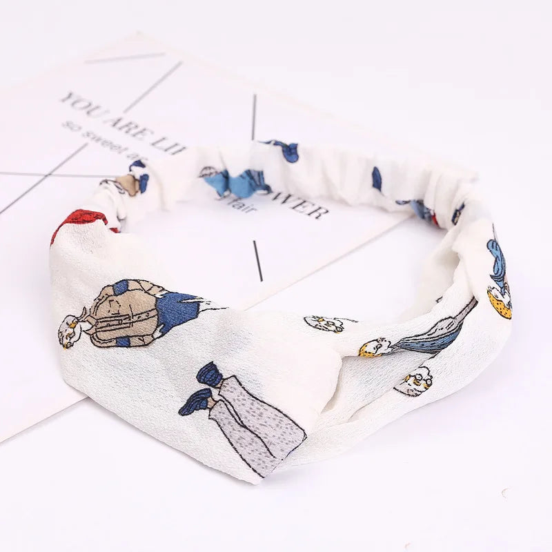 2020 Fashion Bohemian Headband Print Hairbands For Women Girls Vintage Cross Knot Turban Bandanas Headwear Hair Accessories