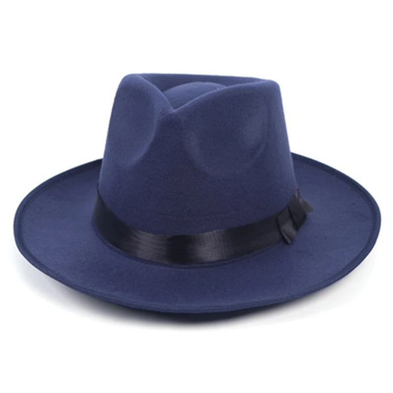 Fedora hat retro top hat  British jazz hat male Michael Jackson hat autumn and winter unisex big brim hat