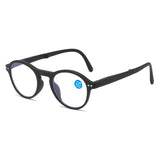 Fashion Design Blue Light Blocking Reading Glasses Men Women Folding Round Frame  Presbyopic Eyeglasses with Case  +1.0~4.0