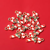 Christmas Candy Cane Enamel Charms for Earrings Necklace Diy Pendant Flower Charm Xmas Tree Decoration Beads Jewelry Making