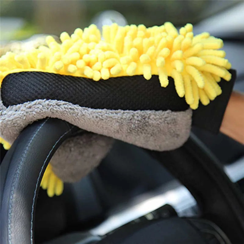 1PCS Waterproof Car Wash Microfiber Chenille Gloves Thick Car Cleaning Mitt Wax Detailing Brush Auto Care Double-faced Glove