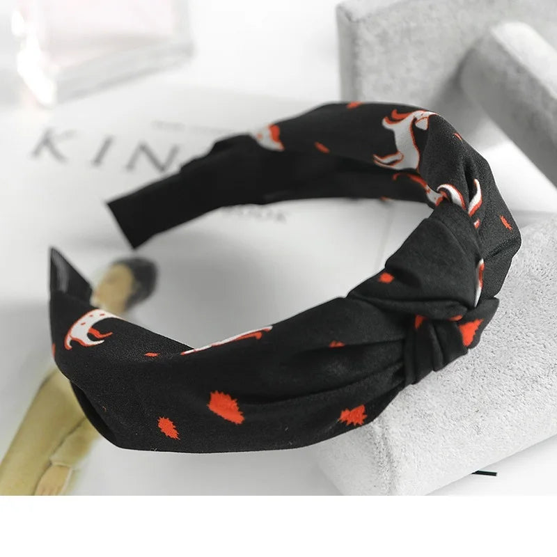 Women Elegant Top Knot Headband Print Dot Hairbands Girls Striped Plaid Flower Hair Hoop Fashion Hair Accessories FG0320
