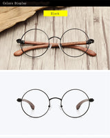 Japan Real Wood Temple Titanium Vintage Round Glasses Frame Men Women Myopia Optical Frames Prescription Frame Oculos De Gafas