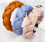 Winter/Autumn Women Thick Braids Headband Solid Adults Headdress Silk Fabric Padded Hairband Wide Hair Hoop Women Hair Ornament