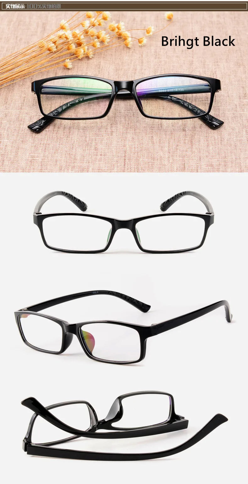 Men's And Women's Finished Myopia Glasses TR90 Frames And Aspherical Anti Blue Ray Photochromic Lenses SPH 0~-6.00 CYL 0~-2.00