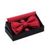 Solid Bow Tie Set Different Size Up and Down Men's Plain Bowtie Handkerchief Cufflinks Gift Box Set For Men Wedding Fashion Ties