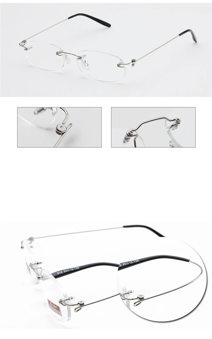Frameless Nearsighted Glasses Finished Women Men Metal Leg Rimless Square Diopter Eyeglasses  -1.0 -1.5 -2.0 -2.5 -3.0 -3.5 -4.0