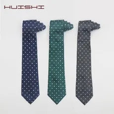 HUISHI 8cm Dot Neckties Skinny Fashion Business Men Polyester Microfiber Neck Tie Polka Check Men Neckie For Gentlemen Wedding