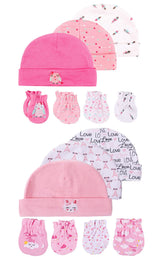 Newborn Baby Hat and Mittens Girl Boy Cap Comfy Infant Hat & Gloves Cotton Toddler Baby Accessorise For 0-6M
