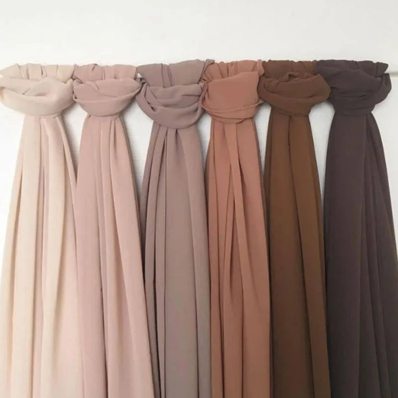 good stitching stitch plain high quality premium heavy Chiffon hijab scarf Malaysian Women's scarves hijabs long shawl shawls