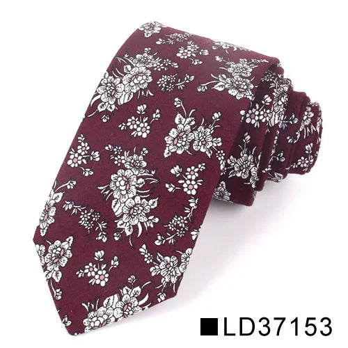 New Floral Tie For Men Women Skinny Cotton Neck Tie For Wedding Casual Mens Neckties Classic Suits Flower Print Neck Ties Cravat