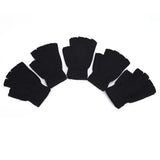 1Pair Black Half Finger Fingerless Gloves For Women And Men Wool Knit Wrist Cotton Gloves Winter Warm Workout Gloves