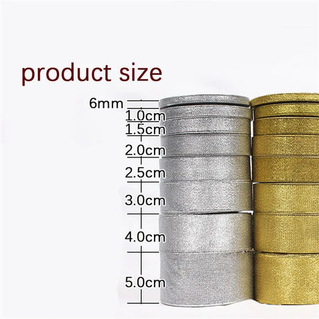 Gold/Silver Silk Satin Organza Ribbon 0.6-5CM Glitter Embroidered Onions Ribbons for Wedding Cake Gift Decoration Craft Supplies