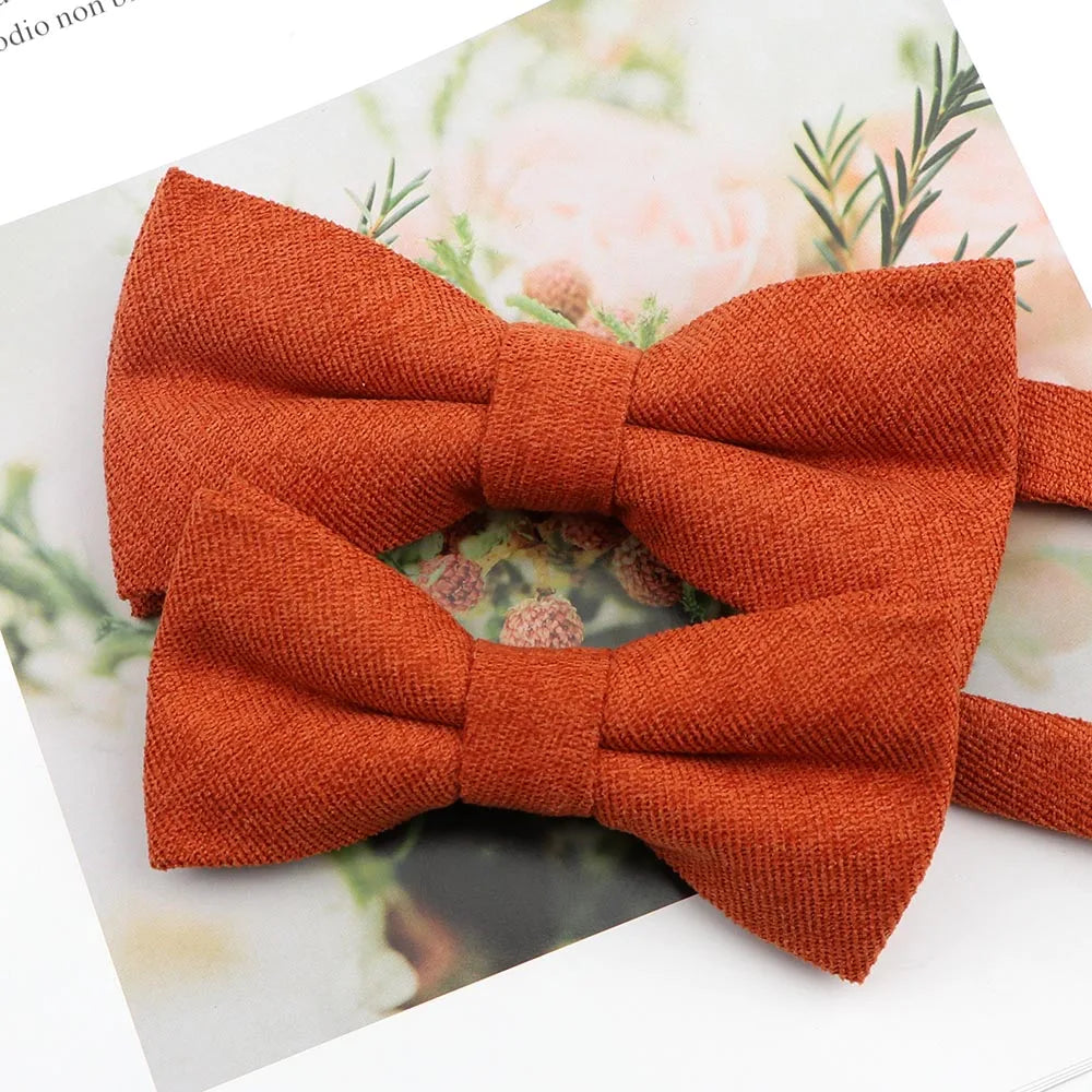 Mens Super Soft Downy Suede Parent-Child Bowtie Set Macarons Solid Color Classic Design Cute Butterfly Red Green Blue Pink Tie