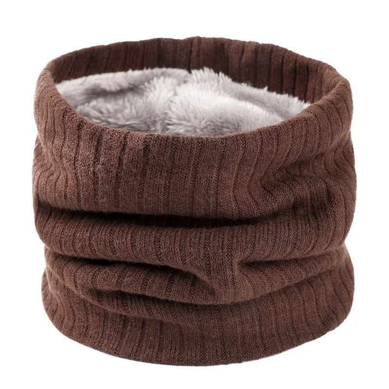 Winter Scarf for Men Fleece Ring Bandana Knitted Warm Solid Scarf Women Neck Warmer Thick Cashmere Hot Handkerchief Ski Mask