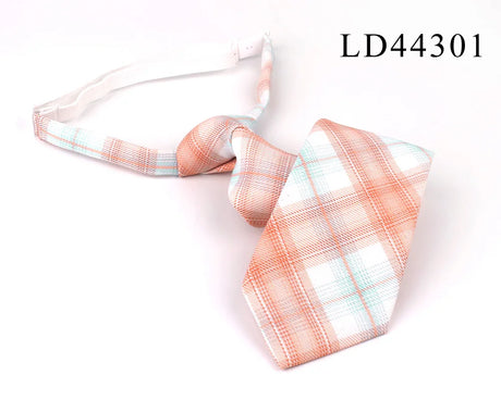 New Rubber Ties Casual Plaid Necktie For Boys Girls Neck Ties Simple Slim Necktie Gravatas Lazy Person Student Tie Neck Wear