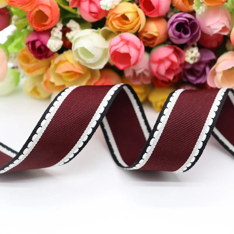 10 Yards 10MM/25MM/38MM Stitch Ribbons Colorful Edge Dotted Line Ribbon For Hair Bows DIY Crafts Handmade Accessories Y19041802