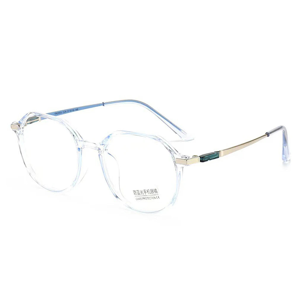 Fashion Women Anti Blue Light Glasses Blue Light Blocking Eyewear Luxury Brand Round Optical Spectacle Frame Computer Glasses