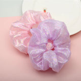 Metallic Laser Elastic Hair Band for Girls Shiny Transparent Scrunchies for Hair Rubber Ties Ponytail Holder Solid Stretch