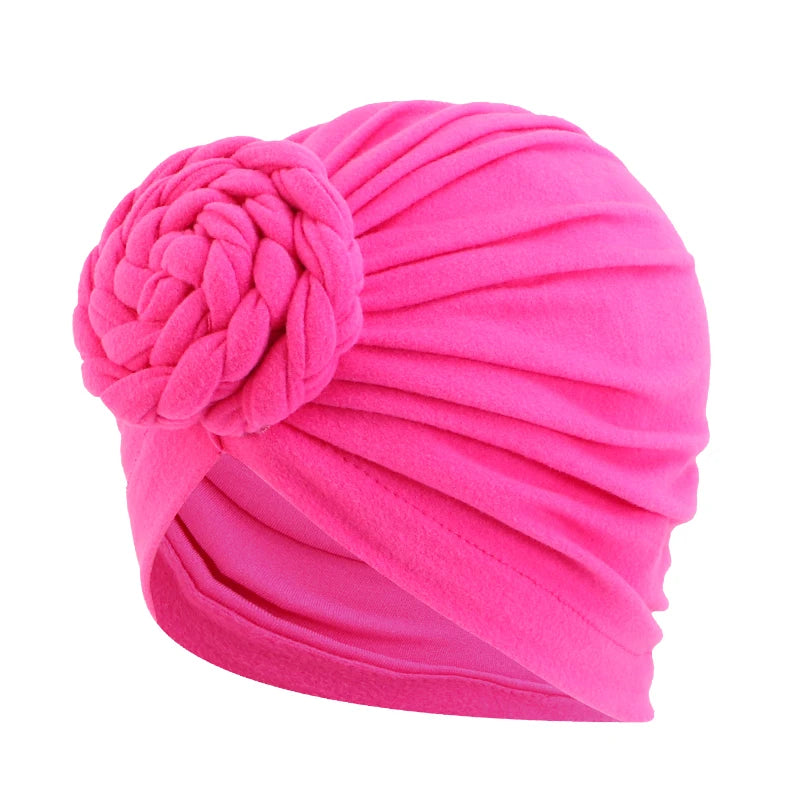 New Women cotton top knotted turban hat bonnet Hijab chemo cap headbands Female Muslim Hat Head Cover Night Cap Hair Accessories