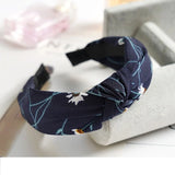 Women Elegant Top Knot Headband Print Dot Hairbands Girls Striped Plaid Flower Hair Hoop Fashion Hair Accessories FG0320