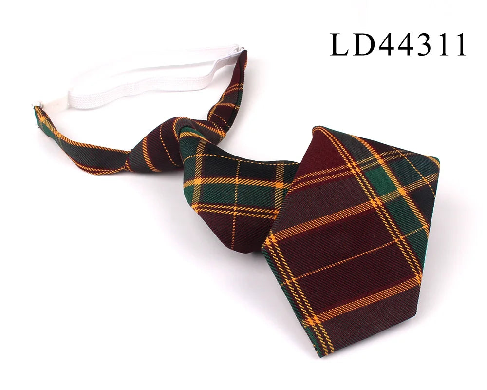 New Rubber Ties Casual Plaid Necktie For Boys Girls Neck Ties Simple Slim Necktie Gravatas Lazy Person Student Tie Neck Wear