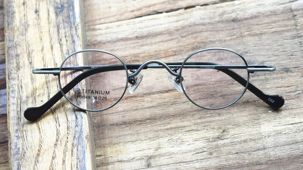 Titanium Glasses Super Small Oval Full Rim Eyeglass Frames Men Women Optical Prescription Lightweight Earwear
