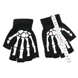 Unisex Half-finger Skull Skull Halloween Gloves, Winter Use, Luminous Fingerless Gloves, Knitted, Cycling，Skating On Foot