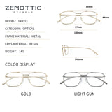 ZENOTTIC Pure Titanium Optical Glasses Frames for Male Oversize Double Bridge Eyewear Myopia Prescription Eyeglasses Frames