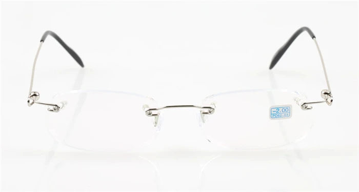 Frameless Nearsighted Glasses Finished Women Men Metal Leg Rimless Square Diopter Eyeglasses  -1.0 -1.5 -2.0 -2.5 -3.0 -3.5 -4.0