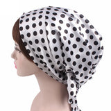New Women silky satin night sleeping cap head wrap Bowknot Turban Pre Tied Fitted Bandana Chemo cap Nightcap hair loss patients