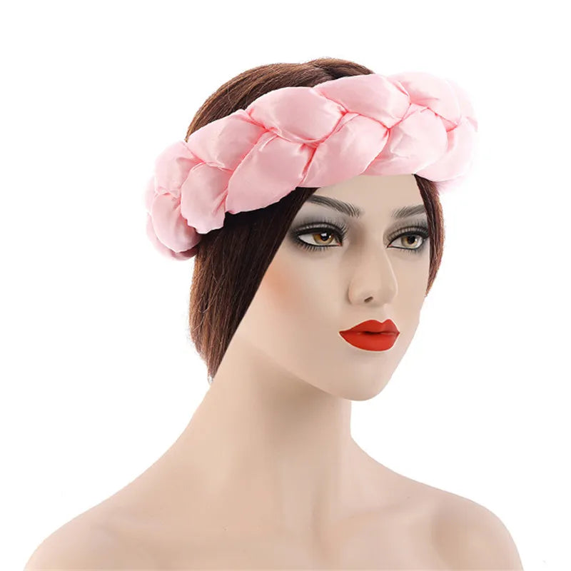 Exaggerated Big Braid Head Band African Raw Silk Turban Cap for Women Lady Nigeria Wedding Party Headpiece Female Headband Mujer