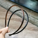 Women Classic Black Brown Plastic Headbands Thin Plain Matt Bright Color Hairbands Non-slip Hair Hoop For Girls Daily Wear