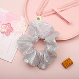 Metallic Laser Elastic Hair Band for Girls Shiny Transparent Scrunchies for Hair Rubber Ties Ponytail Holder Solid Stretch