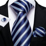 Fashion Striped Tie For Men Red Wine White Silk Wedding Tie Hanky Cufflink Gift Tie Set DiBanGu Novelty Design Business MJ-7337