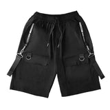 Summer Men Shorts Techwear Japanese Harajuku Fashion Hip Hop Punk Streetwear Cargo Shorts for Male Joggers Ribbons Baggy Clothes