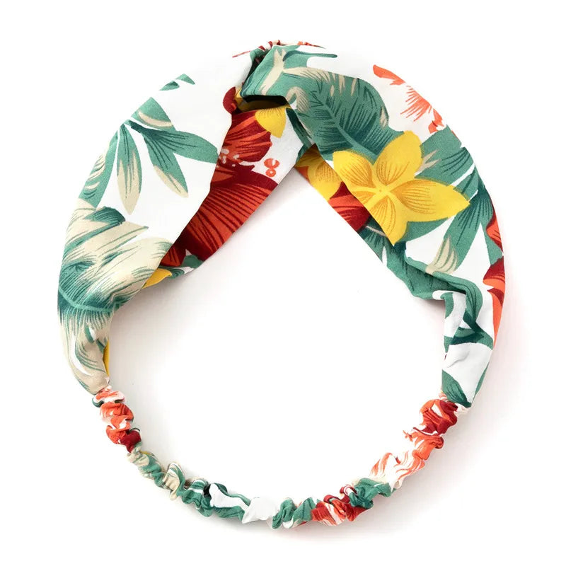 Women Girls Summer Bohemian Hair Bands Print Headbands Retro Cross Turban Bandage Bandanas HairBands Hair Accessories Headwrap